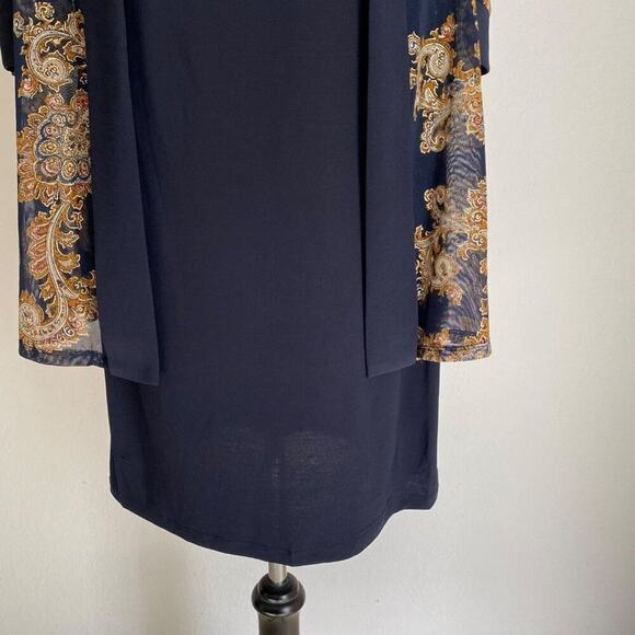 R&M Richards sz 10P‎ paisley print navy metallic gold dress and jacket - Picture 6 of 13